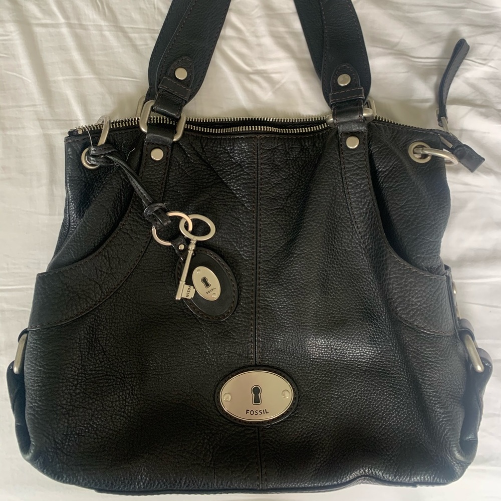 Fossil Black Leather Shoulder Bag
